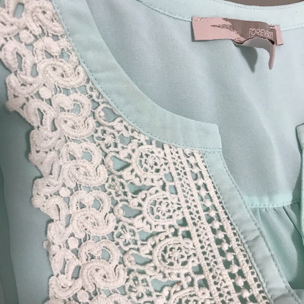 Forever 21 lace 3/4 sleeve blouse Sz S - Picture 10 of 12